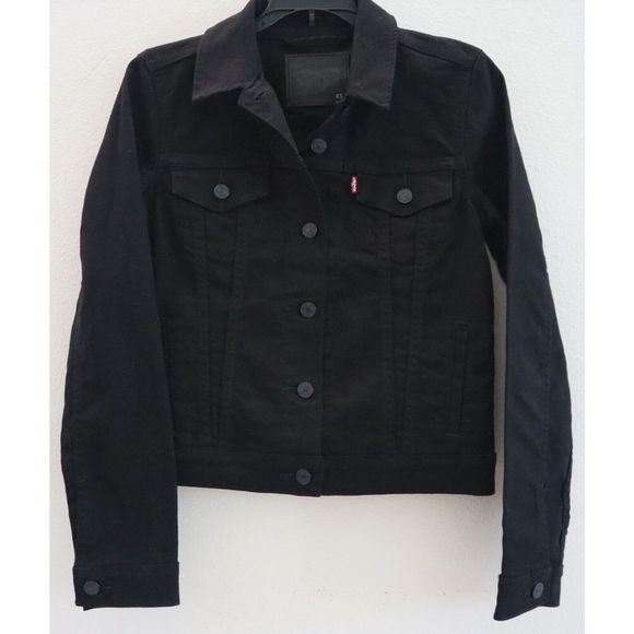 Levi's 29945-0038 Women's Sz XS Black Original Denim Trucker Jacket $90 - Picture 1 of 7